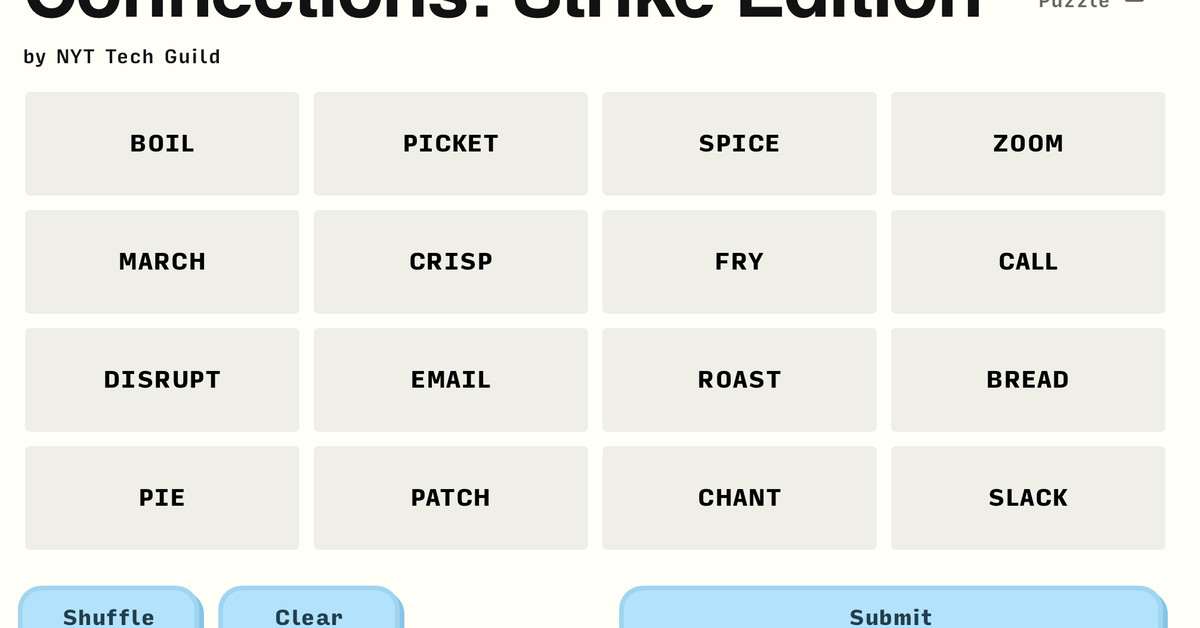 Custom Connections Puzzle by Striking NYT Tech Workers
