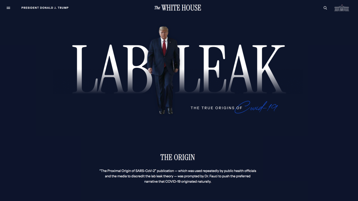 Lab Leak Theory Emphasized in New Government Page, Replacing Key COVID Resources